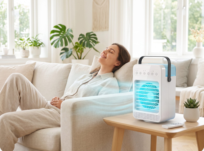 Cooljet ac in einem hellen Wohnbereich